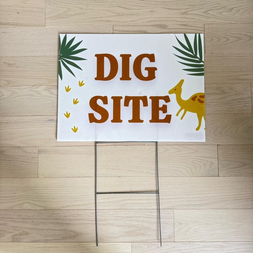 Dig Site Yard Sign with Dinosaur Design 18”x24”